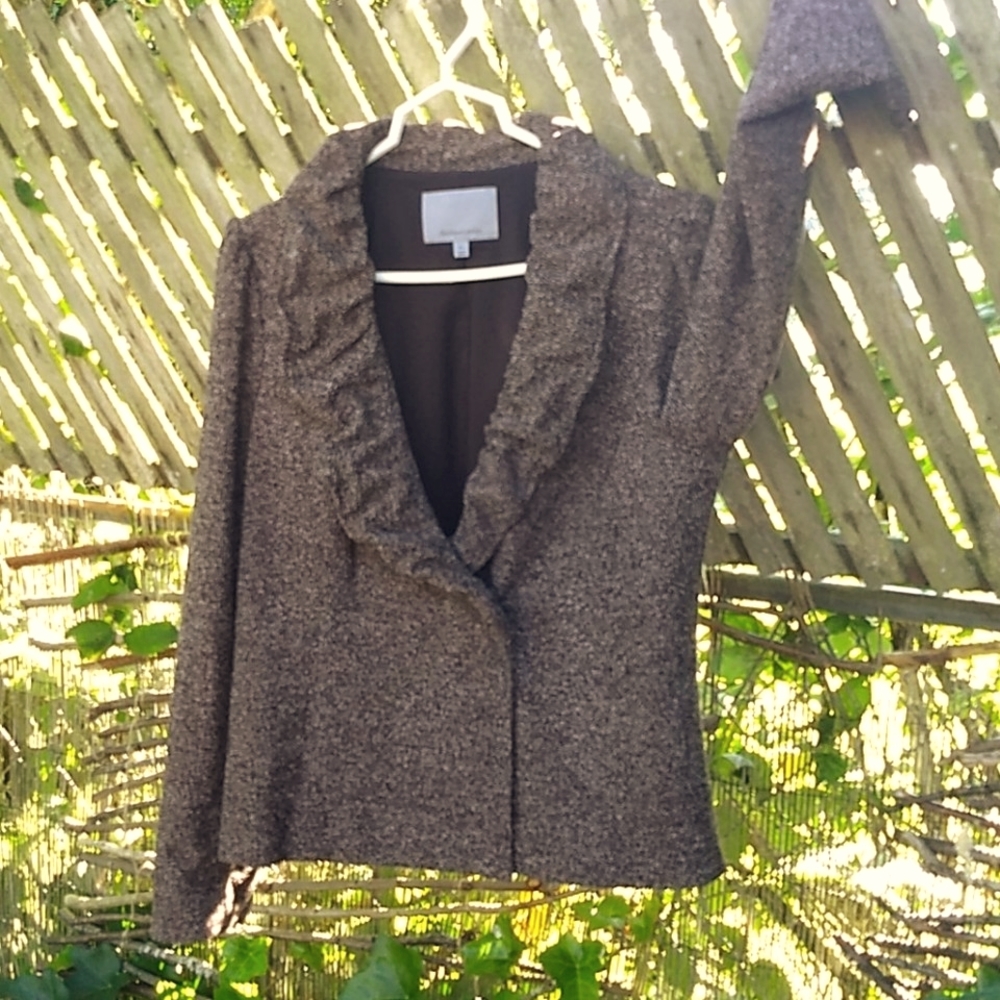 Classiques brown "tweed" blazer with ruffle collar